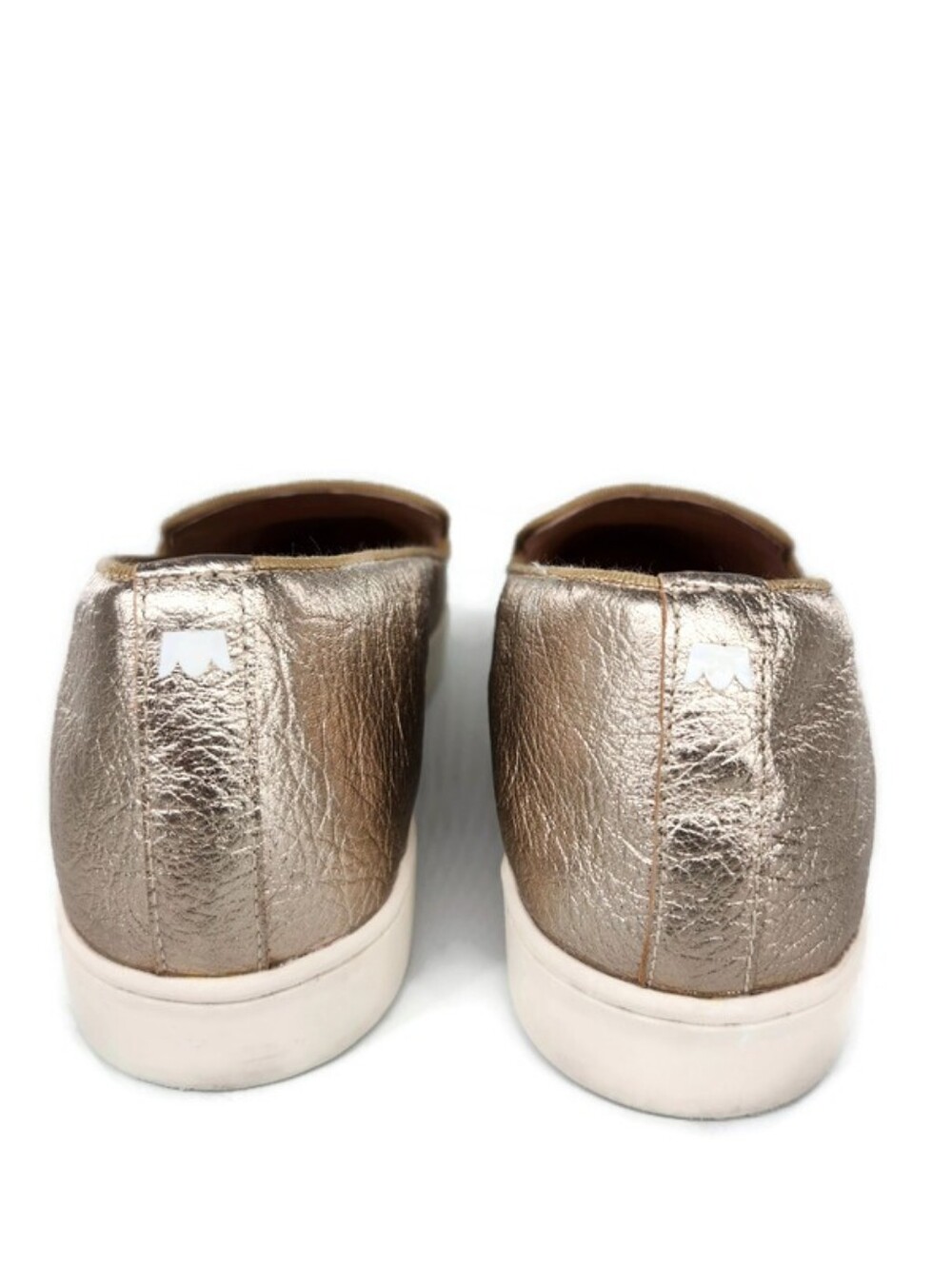Birdies The Swift Metallic Gold Leather Slip-On No-Lace Loafer Style Sneakers - Picture 9 of 11